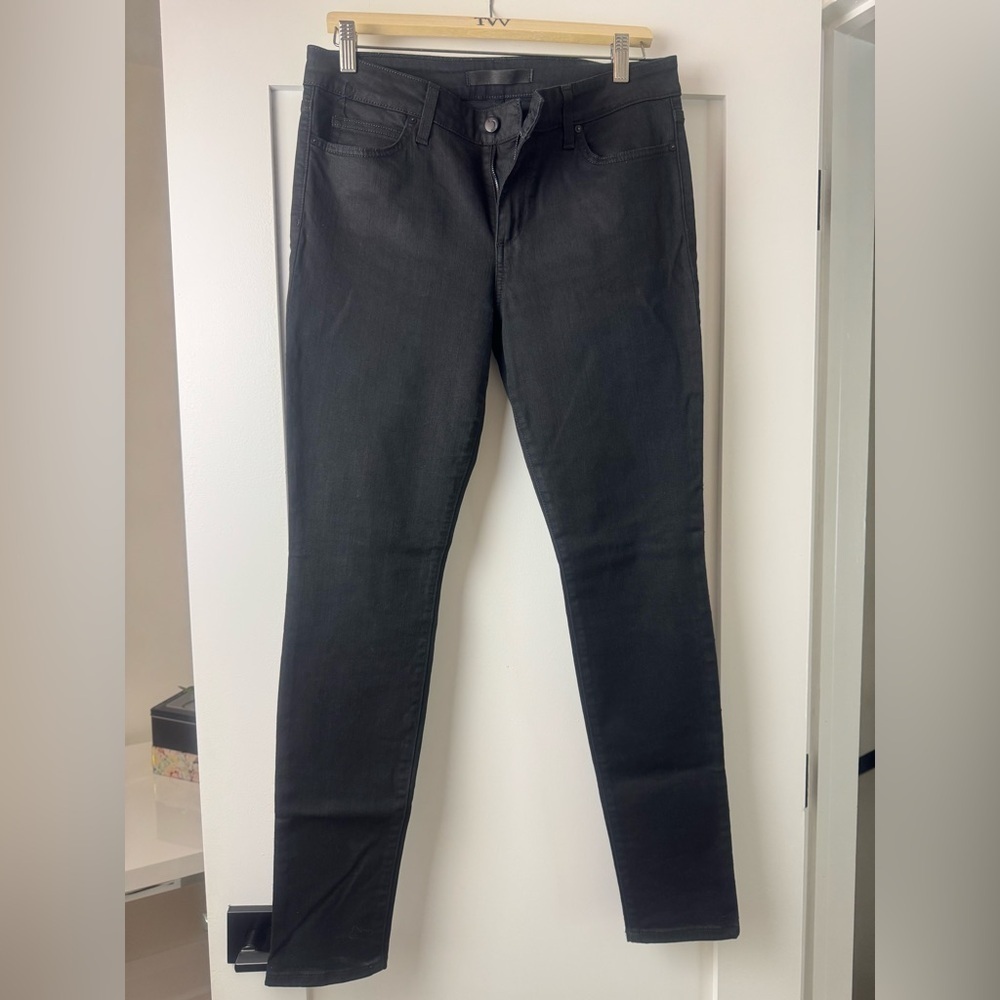 JOE’S Women’s Black Coated Mid Rise Skinny Slim Fit Jeans Size 30